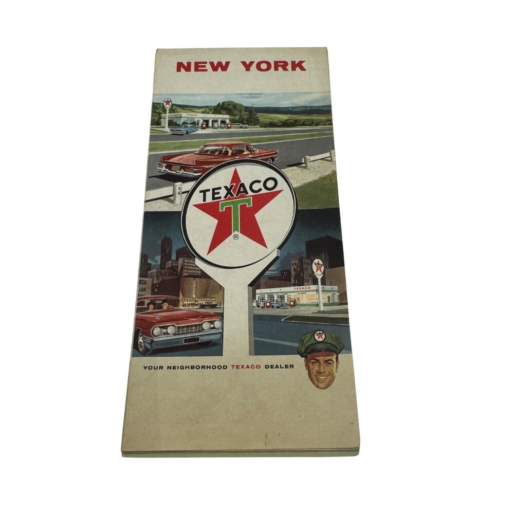 Vintage 1962 Texaco Road Map Of New York With Touring Guide